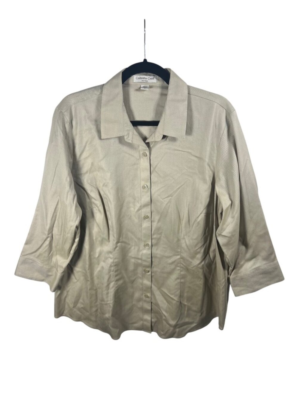 Coldwater Creek Top Womens 1X Button Down Shirt Cotton No Iron Career Classic